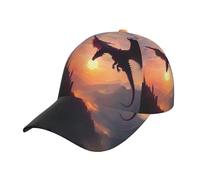 Sunset Dragon Casquette de baseball tendance à bord incurvé pour homme et femme - Confortable, protection UV, réglable, respirante - Noir
