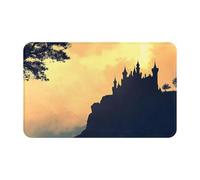 Sunset Fairy Tale Castlesupernatural Symbols Black Printing 1 pièce Serviette de plage en velours peau de pêche à séchage rapide surdimensionnée 140 x 70 cm pour adultes, serviette super absorbante