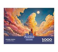 Sunset Gradientline with Tall Buildings 1000 Pcs Carton Extra-épais Lot de Puzzles Cloud Castle Stimulant Et Éducatif Jeu Familial Puzzles As Birthday Gifts 52x38cm/1000pcs