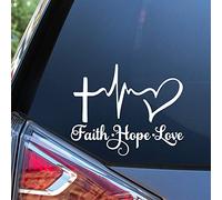 Sunset Graphics & Decals Autocollant en vinyle Faith Hope Love | Voitures, camions, camionnettes, murs, ordinateurs portables | Blanc | 15,2 x 10,2 cm | SGD000136