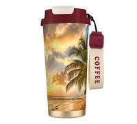 Sunset Hawaiian Palm Tree Tasse à café à double paroi en acier inoxydable 316, durable, isolée et élégante pour les amateurs de café et de thé