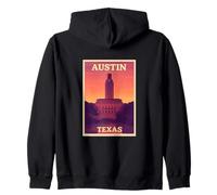 Sunset in Austin Texas Sunrise Dusk Aube Voyage Art Graphic Sweat à Capuche