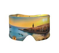 Sunset in Barcelona Bandeau unisexe pour dormir sur le côté, masque de sommeil et cache-oreilles (68,1 x 10,9 cm), intérieur et extérieur, voyage, yoga, confort réglable