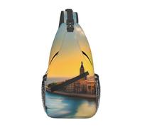 Sunset in Barcelona Prints Sac à bandoulière décontracté léger et infroissable adapté pour les voyages, la randonnée et l'escalade