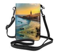 Sunset in Barcelona Sac à bandoulière imprimé pour femme - Parfait pour les voyages et le shopping, noir, taille unique