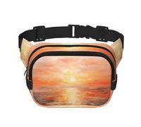 Sunset in Oil Printed Fashion Crossbody Bag Randonnée Waist Bag, Square Double Layer Travel and Fitness Shoulder Bag, Black, One Size