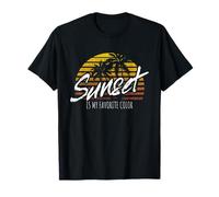 Sunset is My Favorite Color Coucher de Soleil Surfeur Palm T-Shirt