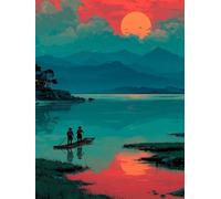 Sunset Landscape,1000-piece Puzzle,Wooden Adult Toys Decompression Game W,38x52cm