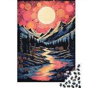 Sunset Mountain River Landscape Plaque Métallique Vintage 38x26cm/1000pcs pour Le Pub Ou Le Café, Style Vintage pour L’intérieur