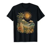 Sunset Ocean Waves Skater Surf hawaïen Rétro T-Shirt