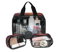 Sunset Oceans Beach Travel Trousse de maquillage pour homme et femme - 3 grandes trousses de toilette translucides, couleur, L, Trousse de maquillage