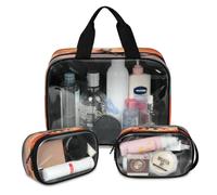 Sunset Oceans - Trousse de maquillage de voyage pour homme et femme - Grande trousse de toilette translucide - 3 pièces - Grande trousse de toilette, couleur, L, Trousse de maquillage