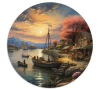 Sunset Over The Harbour 1000 Pièces Puzzle Rond Jouets Irrégulière Puzzle Circulaire Unique Puzzles Classiques 1000pcs (67.5x67.5cm)