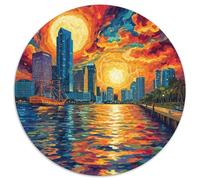 Sunset Over The Harbour 1000 Pieces Puzzles Ronds Puzzle De l'art De La Décoration Moderne Jeu Cadeau Unique Puzzle De Qualité Supérieure pour Adultes Et Enfants 1000pcs (67.5x67.5cm)
