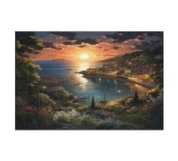 Sunset Over The Harbour Puzzle en Bois 1000 Pièces pour Adultes Et EnfFourmis, Puzzles Impossible, Jeu De Patience Coloré, À Partir De 12 Ans （75×50cm）