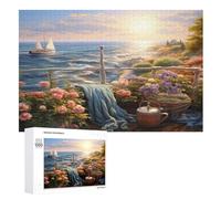 Sunset Over The Harbour Puzzles Adultes 1000 Pièces Puzzle Adulte Jeu ÉduChatif Challenge Toy en Bois pour Enfants （75×50cm）