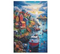 Sunset Over The Harbour Puzzles Adultes 1000 Pièces Puzzle en Bois, Jouet De Puzzle De Défi De Cerveau pour des Enffourmis, Puzzles D’Intelligence （78×53cm）