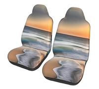 Sunset Over The Waves Dua Sarung JOK Mobil,*, Sarung JOK Mobil Depan, Cocok Untuk Sebagian Besar Mobil, SUV, Truk, Van, Dll.