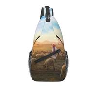 Sunset Pasture Sac à bandoulière décontracté pour homme et femme Léger Voyage Randonnée Gym