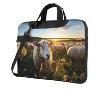 Sunset Pasture Sac d'ordinateur à 3 impressions avec poignée de transport pour ordinateur portable 13 14 15,6 pouces, Noir , 14 inch