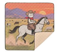 Sunset Prairie Cowboy Cat Grand tapis de jeu robuste pour bébé pour le sol Tapis de coup de pied confortable pour bébés, enfants, tout-petits, nourrissons, 127 x 127 cm