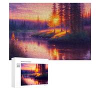 Sunset Reflections in The Forest - Puzzle De Table pour Adultes, 300 PCS, Cadeau D’Anniversaire De Couple - pour Les Passionnés Qui Aiment Les Détails