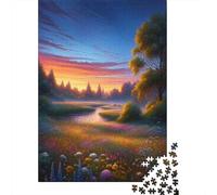 Sunset River Landscape Plaque en Métal Rustique 52x38cm/1000pcs pour Le Pub Ou Le Café, pour Le Garage, L’Atelier Et La Salle De Jeux