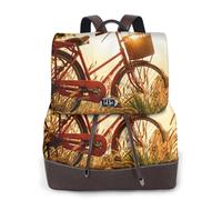 Sunset Rural View Print Sac à dos imperméable antivol léger PU cuir nylon école sac à dos de voyage, Noir , Taille unique