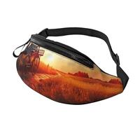 Sunset Rural View Sac banane imprimé pour homme et femme, sac banane avec sangle réglable pour voyage, sport, noir, taille unique, Noir , Taille unique