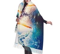 Sunset Sea Surf Seascape Imprimer Doux Femmes Cachemire Frange Écharpe Cape Automne Et Hiver Cachemire Châle Chaud Wrap