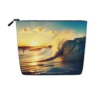 Sunset Sea Surfing Seascape Multi Fonctionnel Single Layer Linen Makeup Bag - Fashion and Practical Cosmetic Storage Bag, Noir , Taille unique