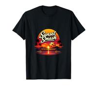 Sunset Smash Pickleball Rétro Sunset Palm Court T-Shirt
