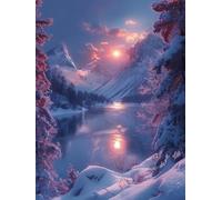 Sunset Snow Scene 1000-piece Puzzle,Classic Jigsaw Puzzle Game Toys,Best Gifts for Adults and Children,26x38cm