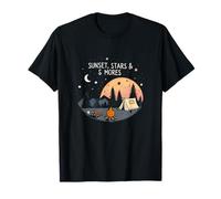 Sunset Stars and S’mores Retro Camping Campfire Scene T-Shirt