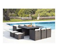 Concept Usine Table et chaises Sunset 10 places encastrables alu-résine gris-blanc