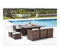 Concept Usine - Salon jardin - SUNSET 10 - 10 places encastrables aluminium et résine - Marron/Blanc