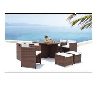 Salon de jardin resine tressee blanc 10 pieces 8 personnes