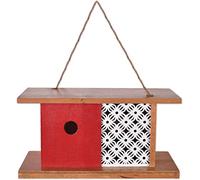 Sunset Vista Designs 93790 Nichoir en Bois pour Oiseaux du Milieu du siècle Rouge Moderne 30 x 15 x 15,5 cm