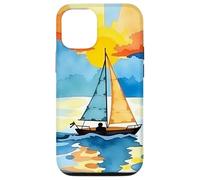 Sunset Voilier Réflexion Océan Abstrait Scenic Design Coque pour iPhone 12/12 Pro