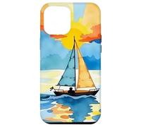 Sunset Voilier Réflexion Océan Abstrait Scenic Design Coque pour iPhone 12 Pro Max