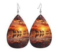 Sunsets Boucles d'oreilles pendantes en cuir avec motif chevaux de lac - Élégantes et légères - Pour femmes et filles - Taille unique - Cuir - Sans pierre précieuse