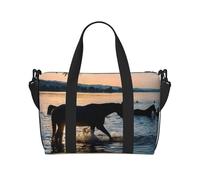 Sunsets Lake Horses Sac de voyage à bandoulière pour adulte Idéal pour les voyages, le camping, les pique-niques