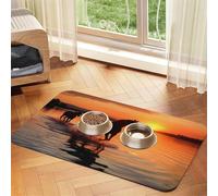 Sunsets Lake Horses Tapis d'alimentation absorbant en cuir synthétique pour chien et chat - Protège les sols - Envers en caoutchouc antidérapant - Facile à nettoyer - 30 x 45 cm