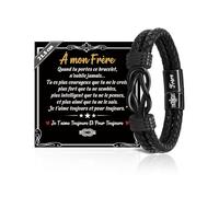 SUNSH Bracelet Frere Cadeau Frère, Cadeau Noel Frere, Bracelets A Mon Frère, Cadeaux pour GrandFrere, Cadeaux Original Homme, Bracelet en Cuir pour Homme, Noël Anniversaire-21,5 cm