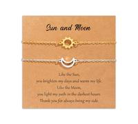 SUNSH Bracelet Soleil Et Lune, Mère Fille/Sœur/Amitié, Couple, Cadeaux Femme, Anniversaire/Noël/Retour à L'école, Or Soleil-Argent Lune