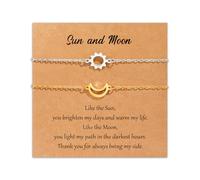 SUNSH Bracelet Soleil Et Lune, Mère Fille/Sœur/Amitié Couple, Cadeaux Femme, Fille Sœur Amie Petite Amie, Anniversaire/Noël/Retour à L'école, Or/Argent