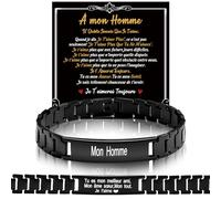 SUNSH Cadeau De Saint Valentin Pour Homme,Bracelet Pour Homme,Cadeau Pour Homme/Petit Ami/Mari,Anniversaire,Jour Du Souvenir,Cadeau De Saint-Valentin,Bracelet En Chaîne Gravé En Acier Inoxydable