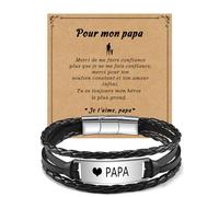 SUNSH Cadeau Fête des Pères, Bracelet Cuir Homme, Gravé 'PAPA', Idée Cadeau pour Papa