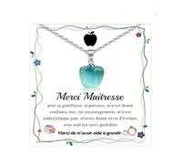 SUNSH Cadeau Maitresse D'école Fin D'année, Merci Maitresse Atsem Institutrice, Cadeau Personnalisé Maitresse Collier Professeur Retraite Noel, Collier Femme Forme de Pomme