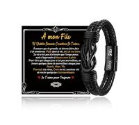 SUNSH Cadeau pour Fils, Bracelets pour Fils, Bracelets en Cuir pour Homme/Garçons, Cadeaux Fils/Homme, Anniversaire, Noël, Graduation,Retour à L'école
